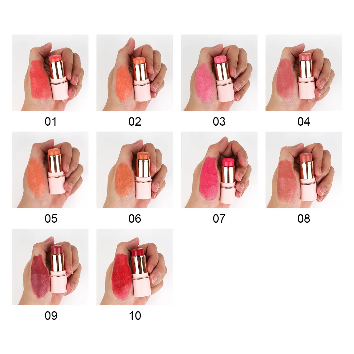 Custom Highlight Mineral Makeup Face Blush Stick Waterproof NO Logo Cheek Tint Powder Blusher
