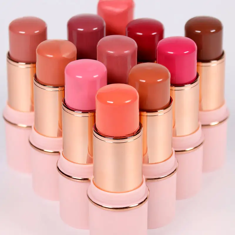 Private Label Vegan Blush Stick With Brush Wholesale Custom Private Label High Pigment Blush Color Makeup