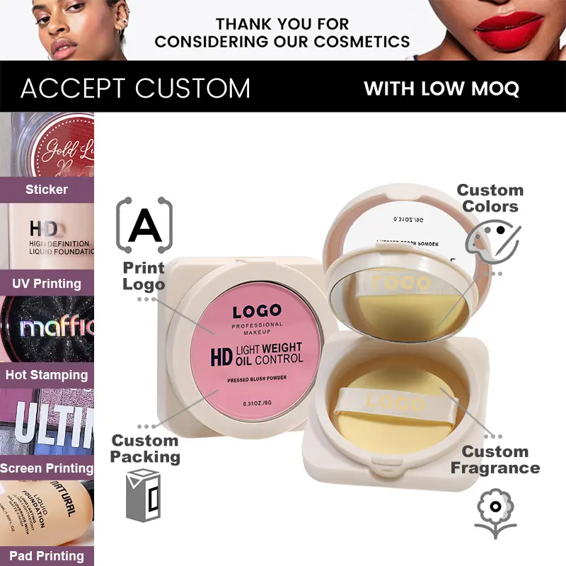 High Quality Blush pink Pressed Powder Private Label 24 Color OEM No Logo Long Lasting Blush Palette Face Makeup