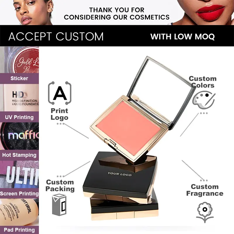 New Best Selling High Pigment Pressed Powder Palette Face Cheek Cream Blush Custom Your logo Blush Palette