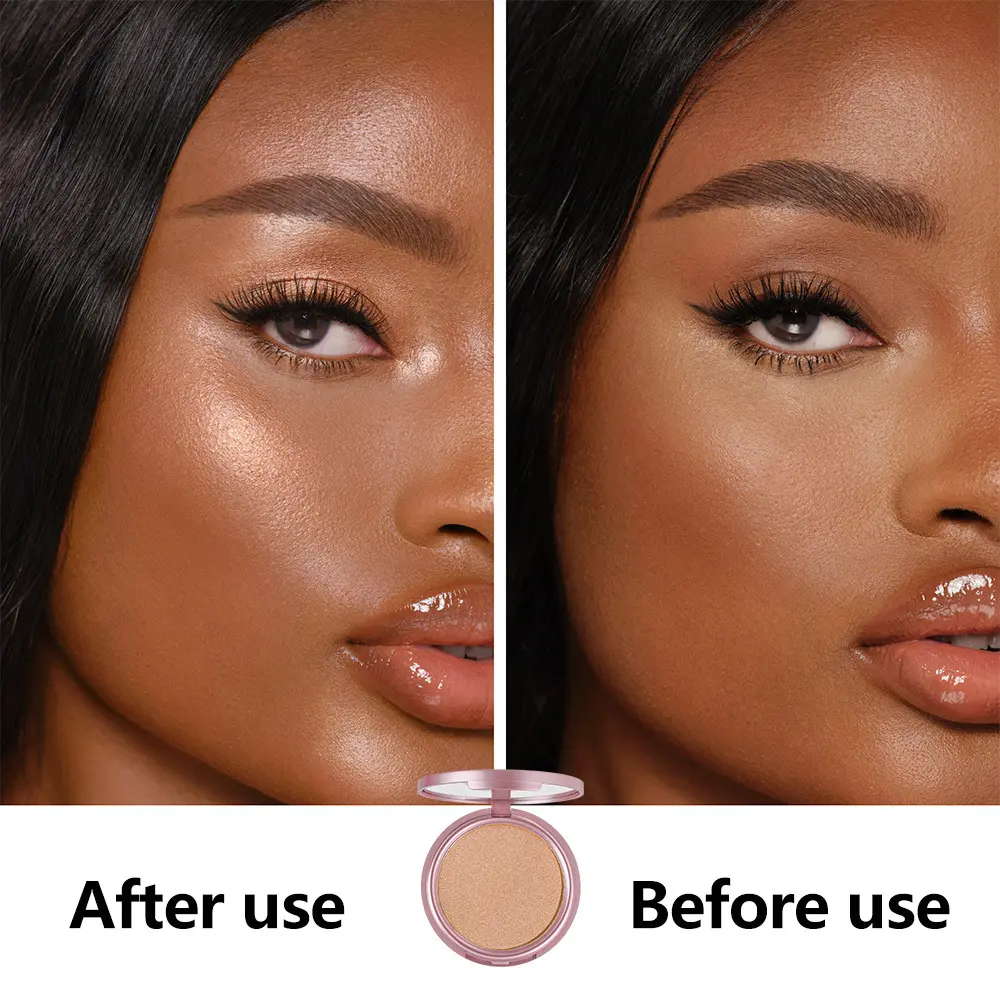 Private Label OEM ODM Cosmetics Face Custom Logo Highlighter Palette High Pigment Highlighter Pressed Powder