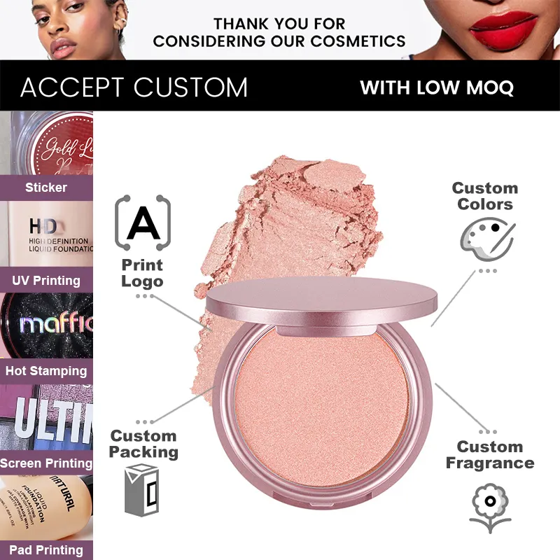 Private Label Highlighter Powder Shimmer Glitter Custom Logo Highlight Makeup Matte Highlight Palette