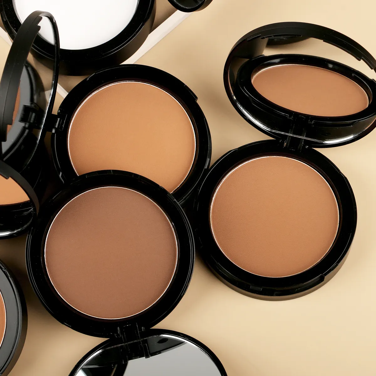 Natural HD Makeup Pressed Powder Palette Oil Control Face Contour Foundation with Concealer Moisturizer for Dark Skin Tones