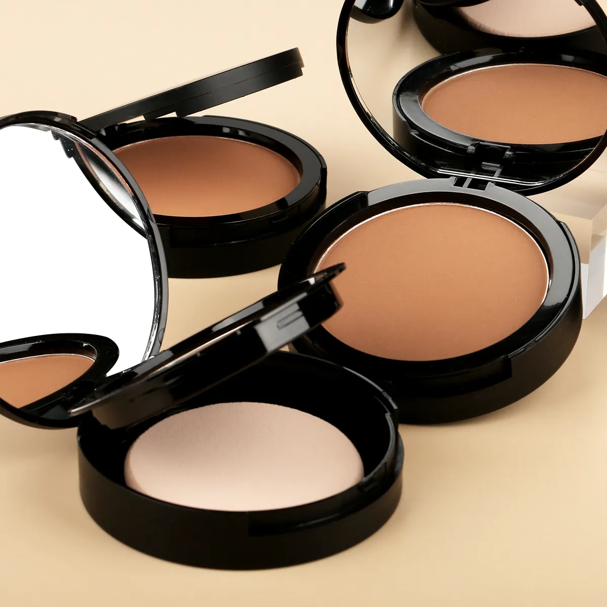 Natural HD Makeup Pressed Powder Palette Oil Control Face Contour Foundation with Concealer Moisturizer for Dark Skin Tones