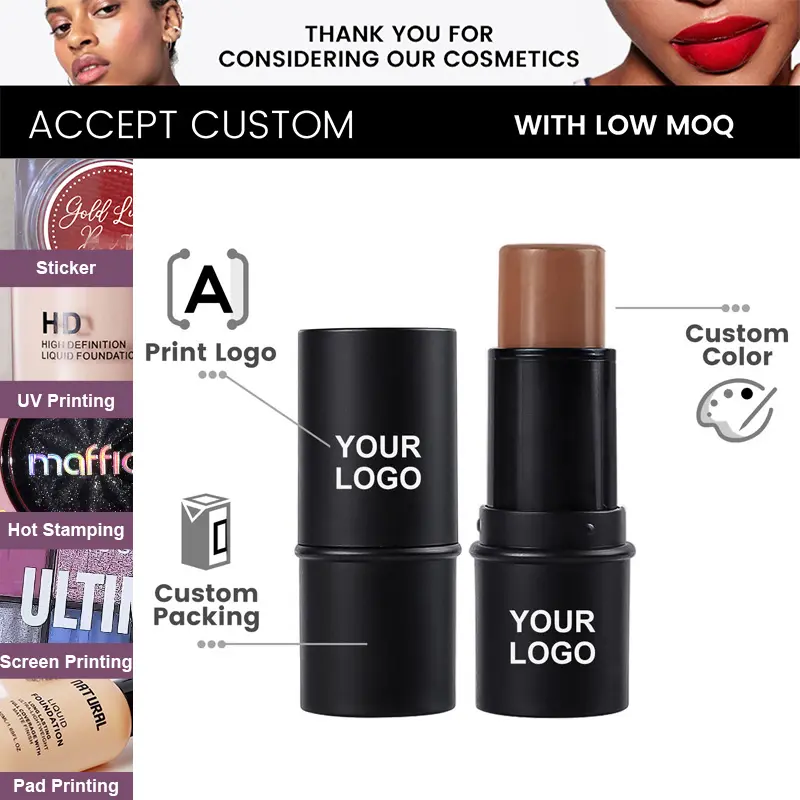 Wholesale Waterproof Oil Control Customizable Colors Face Makeup Bronzer Contour Highlighter Stick Long Lasting Smooth Cosmetic