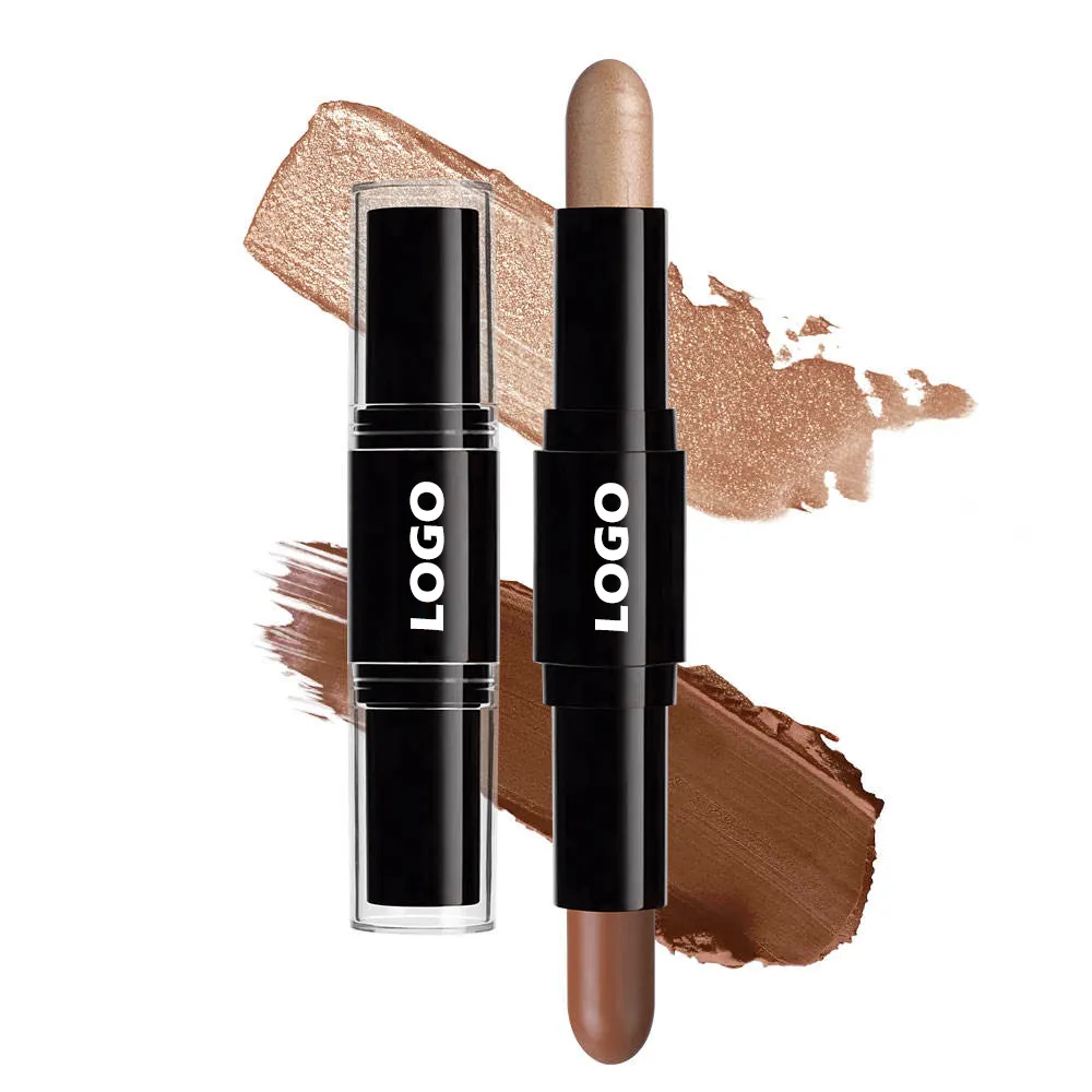 Private Label Custom Logo Waterproof 2in1 Makeup Cream Blush Contour Highlighter Stick High Pigment Long Lasting Formula for