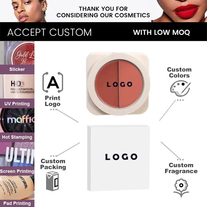 High Quality 2 in 1 Blush Powder Face Makeup Blush Powder High Pigmented Cheek Tint Pressed Blusher