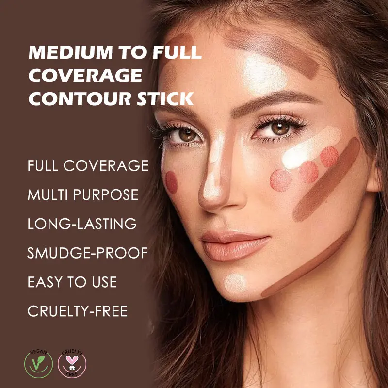Custom Logo 11 Colors Stick Contouring Rivate Label Face Vegan Makeup Long-lasting Concealer Contour Stick for Black Skin