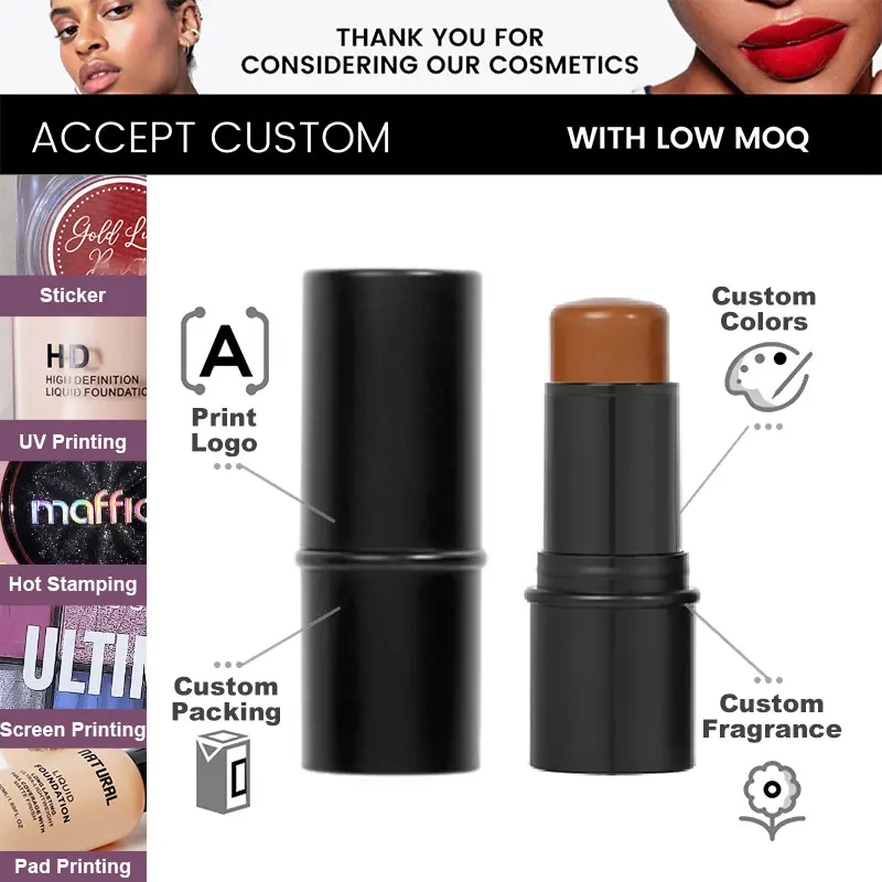 Custom Logo 11 Colors Stick Contouring Rivate Label Face Vegan Makeup Long-lasting Concealer Contour Stick for Black Skin