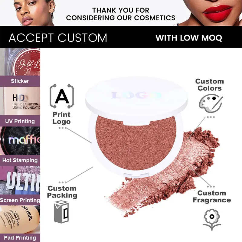 Wholesale Private Label Custom Shiny Highlight Face High Pigment Highlighter Shimmer Pressed Powder