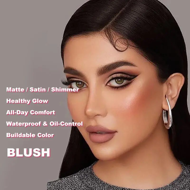 Wholesale 14 Colors Vegan Mineral Blush Powder Matte Finish Private Label Long Lasting Waterproof Face Cosmetics Pink Blush detail