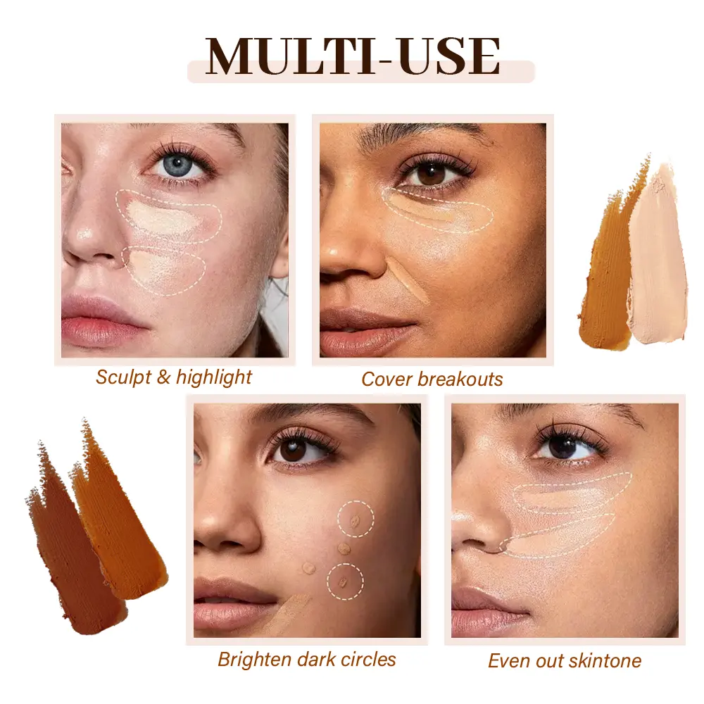 4 Colors Concealer Palette Custom Logo Eye Face Body Makeup Full Coverage Contour Palette Vegan Private Label