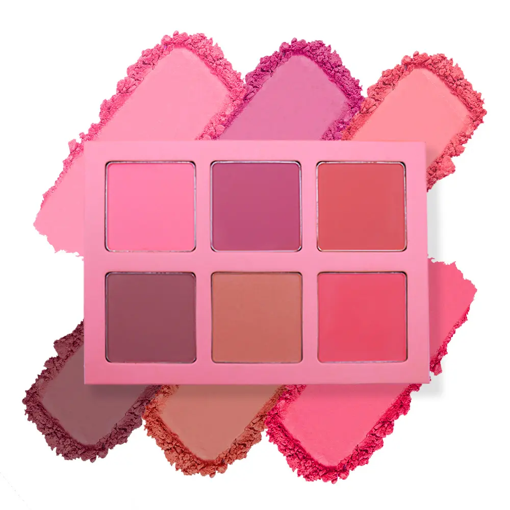 6 Colors Vegan Cosmetics Makeup Contouring Palette Pressed Powder Blush Palette Highlighter Palette Private Label Blusher