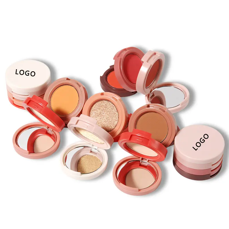 Highlighter Vegan Private Label Cruelty Free Face Contour Cosmetics 3 Colors Pan Blush Palette Set