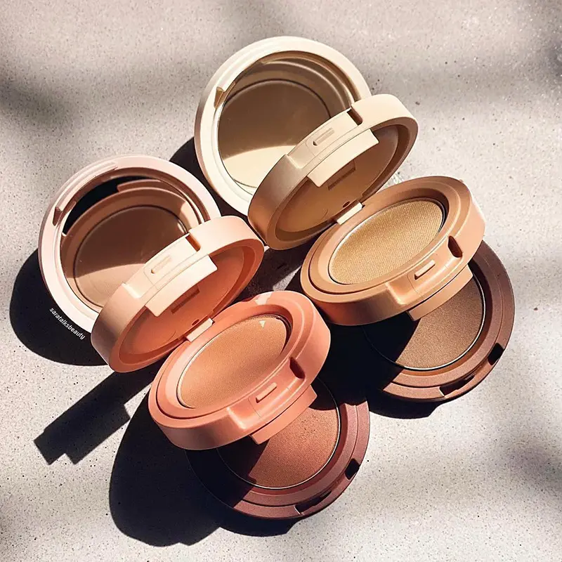Highlighter Vegan Private Label Cruelty Free Face Contour Cosmetics 3 Colors Pan Blush Palette Set