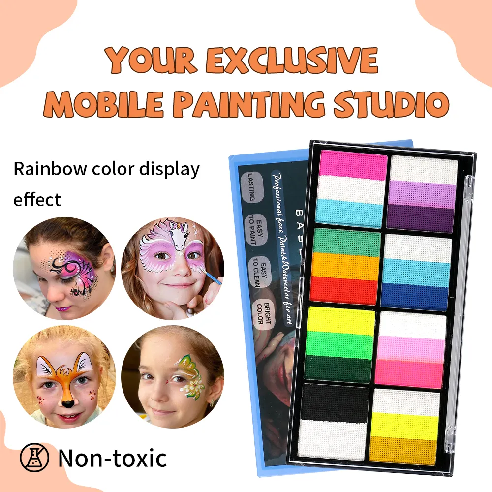 Professional Children's Acrylic Body & Face Painting Supplies OEM Custom Palette Skin Harmless 12 Colors for Halloween Party Use