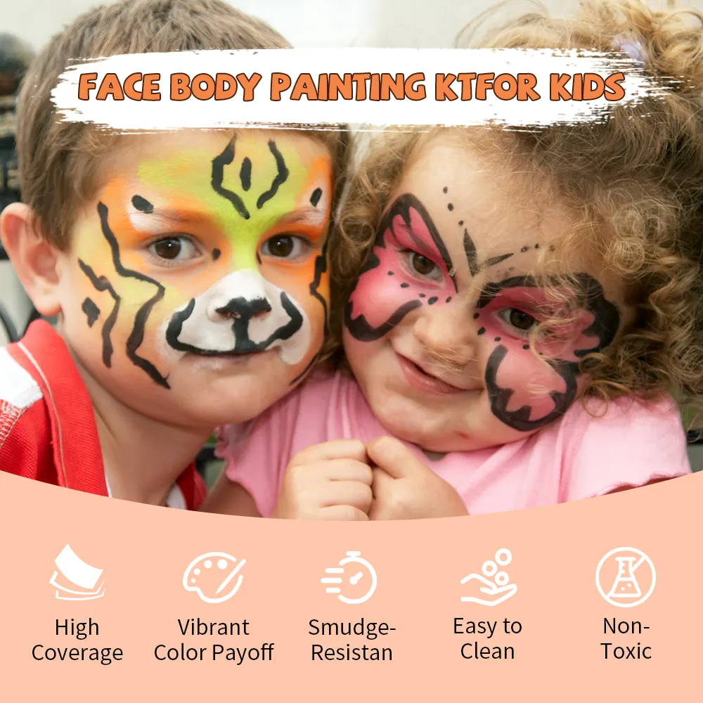 Professional Children's Acrylic Body & Face Painting Supplies OEM Custom Palette Skin Harmless 12 Colors for Halloween Party Use