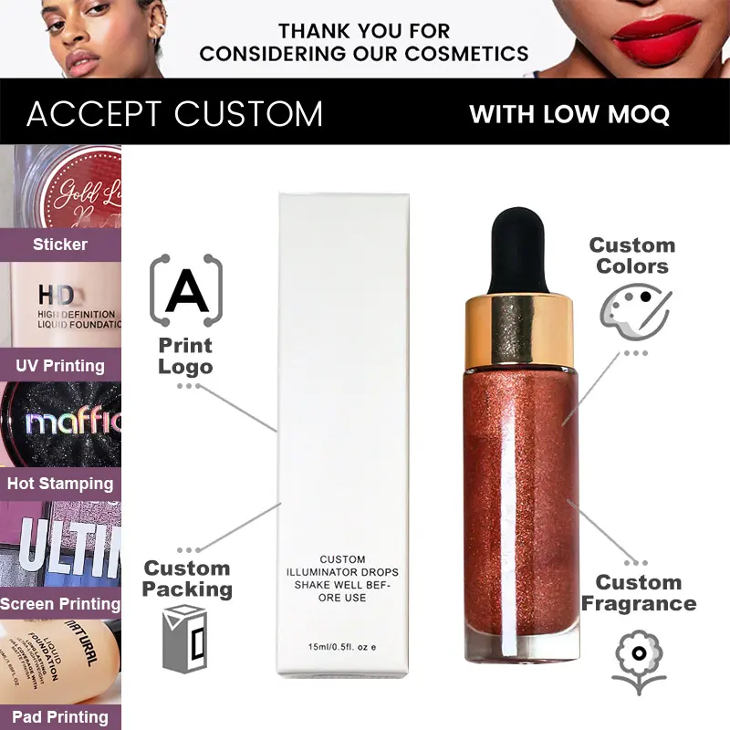 Private Label High Pigment Quick Drying and Non-sticky Brighten Makeup Glitter Liquid Eyeshadow Highlighter for Party Makeup