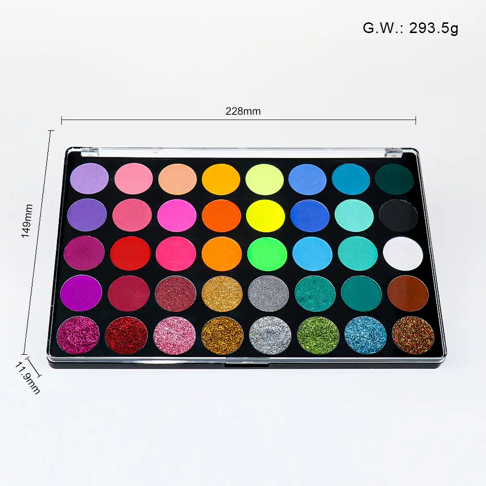 Custom Logo 40 Matte Neon Pearlescent Glitter Face Paint Palette Water Activated Easy Wash Off No Staining High Pigment