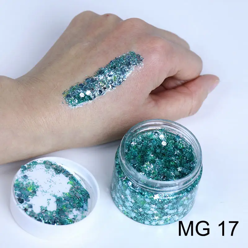 Holographic Chunky Glitter Gel Makeup Long Lasting Vegan Cruelty Free Eyeshadow for Girls' Body Hair Face Shiny