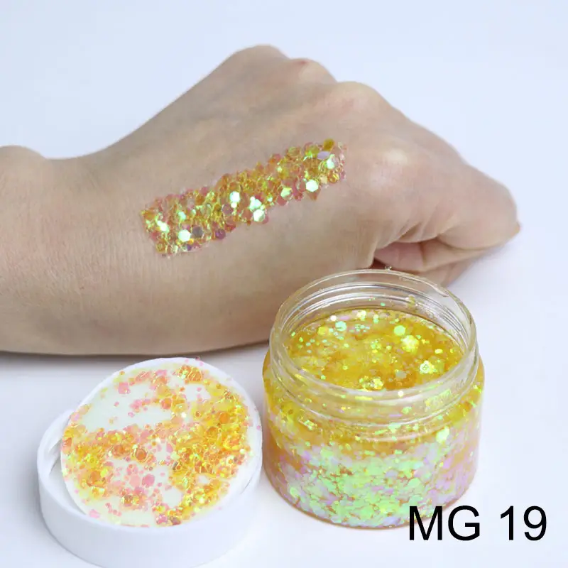 Holographic Chunky Glitter Gel Makeup Long Lasting Vegan Cruelty Free Eyeshadow for Girls' Body Hair Face Shiny
