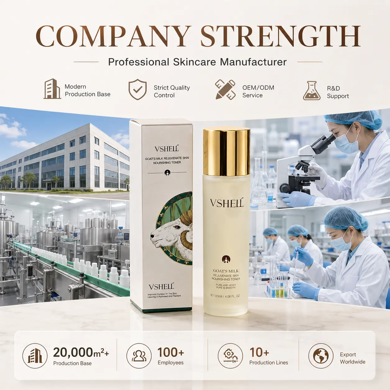 OEM ODM Vshell Vegan Moisturizing Face Toner 150ml Deep Hydrating Nourishing Liquid with Goat Milk Korean Skin Care
