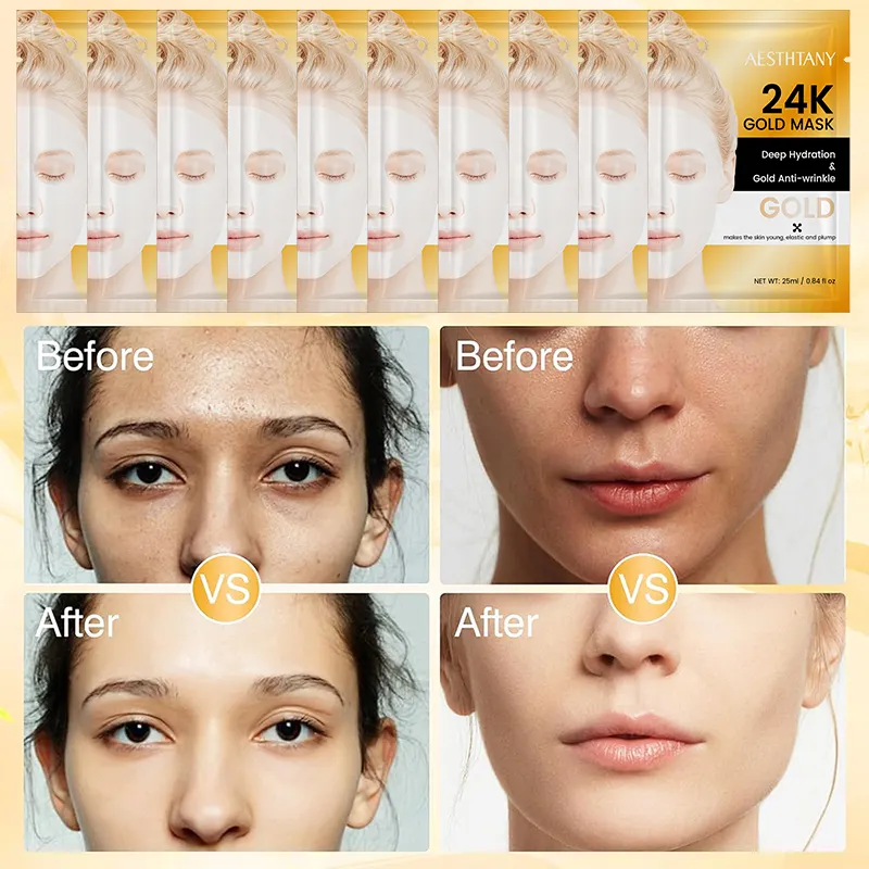 KOREAN Skin Care 24K Gold Collagen Facial Face for Women Anti Aging Facecare Face Mask for Sensitive Skin