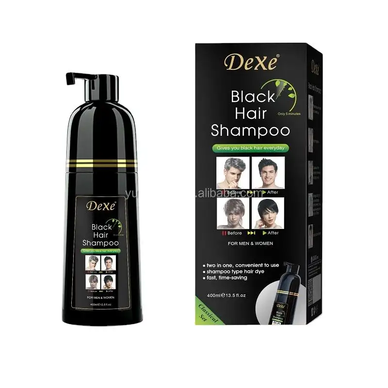 DEXE of Wholesale Natural Black Hair Dye Shampoo Hair Colour Dye Shampoo 3 in 1 for Men Women Home Salon Use Private Label OEM