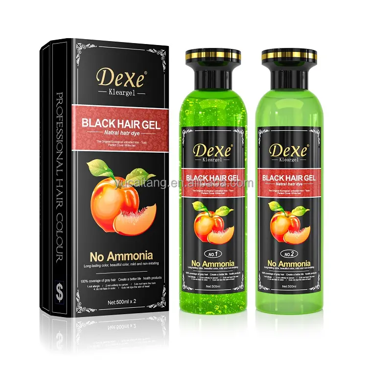 For Herbal Ammonia-Free Permanent Black Hair Color Dye Gel Shampoo 500ml*2 Natural Fruit Extract OEM ODM