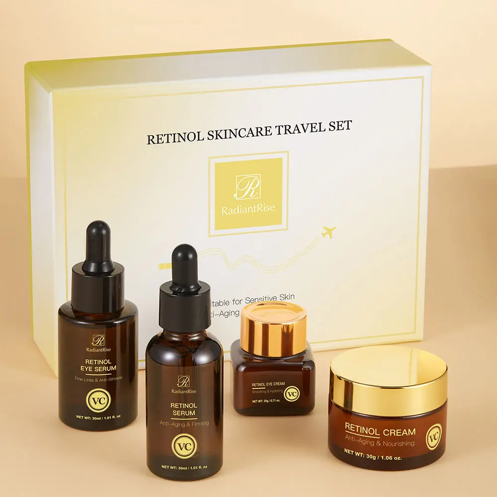 OEM Korean Skincare Astaxanthin Retinol Anti Wrinkle Firming Moisturizing 4 Pieces Skin Care Set for Women Beauty Wholesale