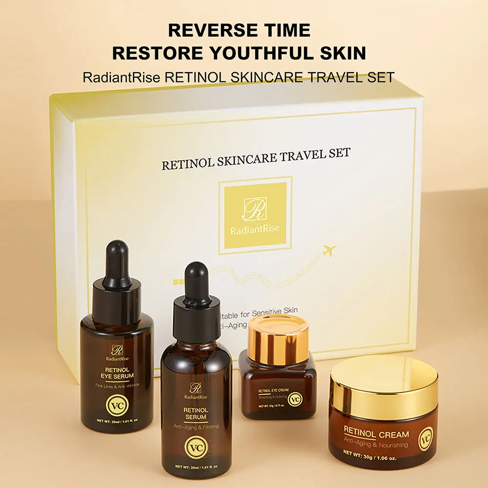 OEM Korean Skincare Astaxanthin Retinol Anti Wrinkle Firming Moisturizing 4 Pieces Skin Care Set for Women Beauty Wholesale