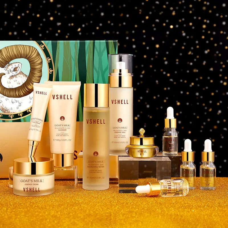 OEM in Stock Goat Milk Skincare 12 Pcs Anti-Aging Moisturizing Revitalizing Skin for Home Beauty Salon Luxury Skin Care