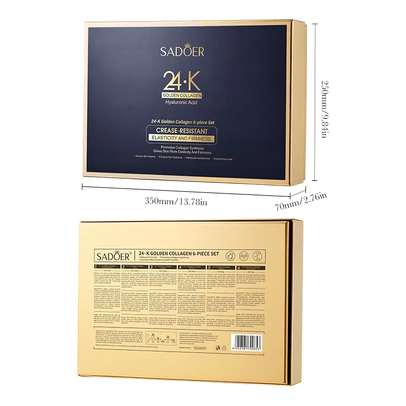 OEM/ODM SADOER 24K Gold Collagen Protein 6PCS Soothing & Set Repairing Skin Barrier Facial Care Kit for Sensitive Skin