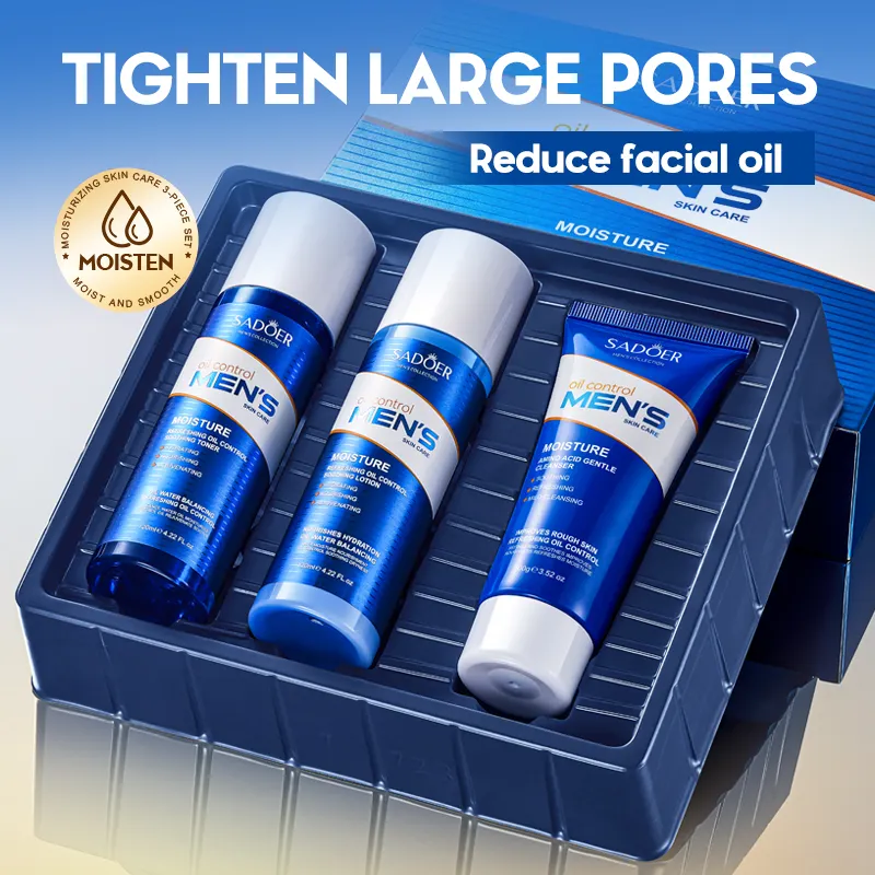 Factory Custom SADOER Natural Men's Facial Skin Care Oil Control Moisturizing Whitening Kit Private Label for Oily Skin
