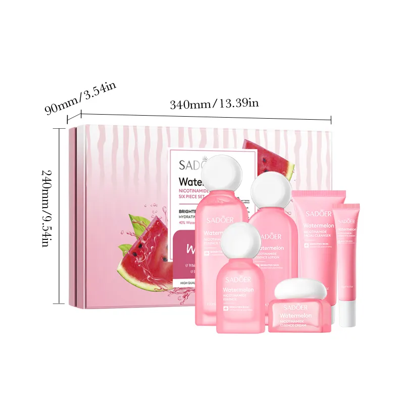 Hot Sale OEM SADOER Natural Vitamin C Watermelon Glow Toner Facial Kit Wholesale Hydrating Soothing Moisturizing Skin Care Set