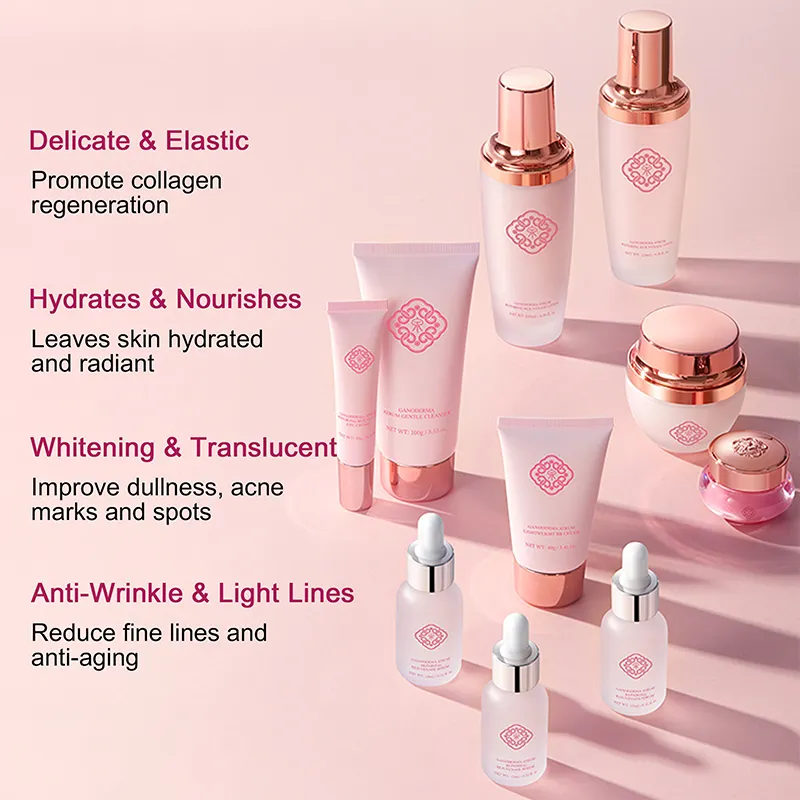 Custom Logo Private Label Package Ceramide Ganoderma Herb Atrum Repairing Anti-Aging Rejuvenate 10-Piece SKIN CARE SET for Glow detail