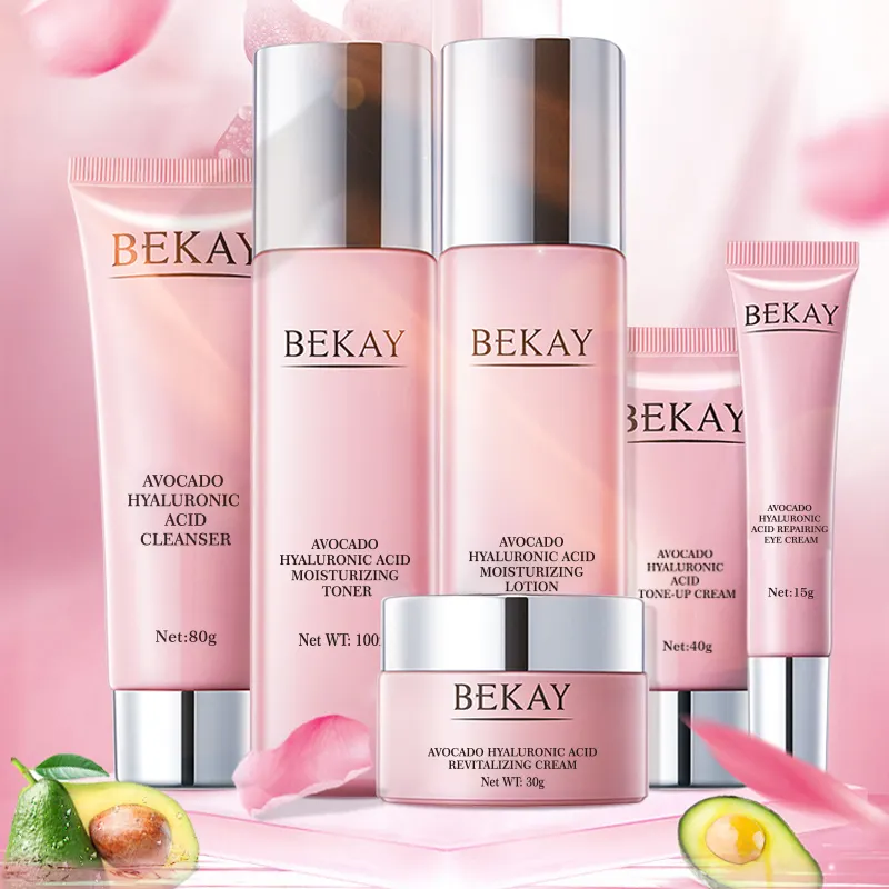 Facial Kit Skincare Product Supplier Avocado Hyaluronic Acid Moisturizing Anti-aging Serum Skin Care Set Brand Customization