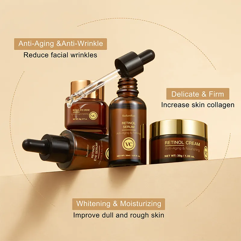 Niacinamide Hyaluronic Acid Ectoine Retinol Skincare Travel Set Anti-Aging Best Face Eye Serum Cream Skin Care Set for Sensitive