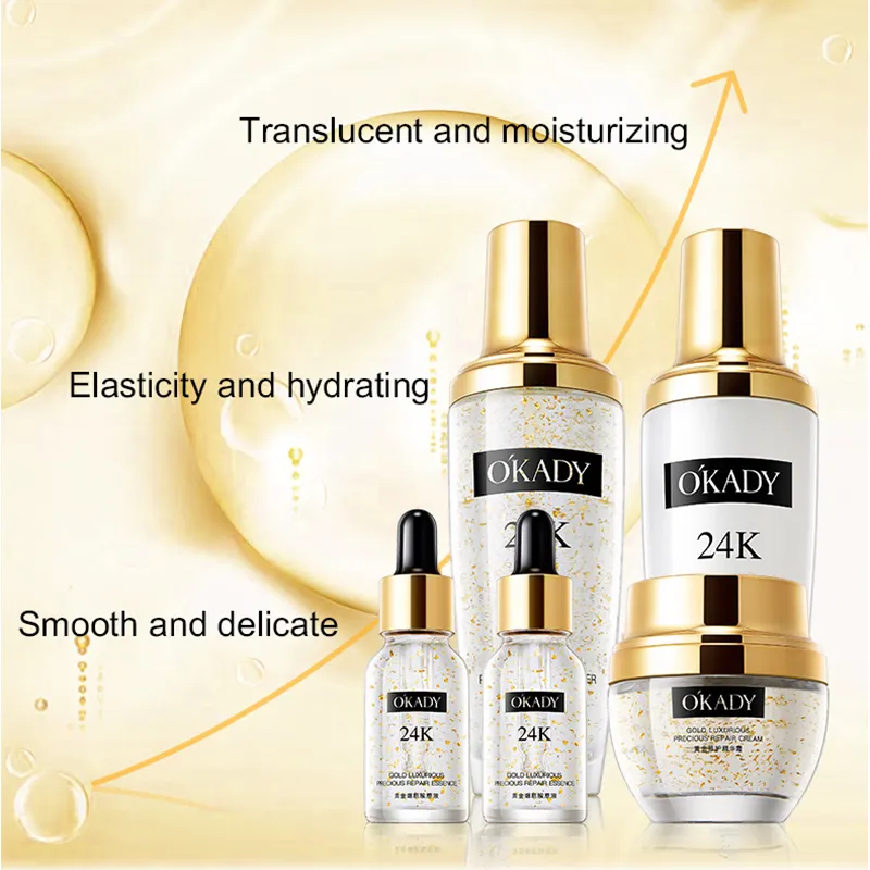 24k Gold & Ceramide Hyaluronic Acid Witch Hazel Daily Light Luxury 5-Piece Whitening Moisturizing Hydrating Skin Care Set