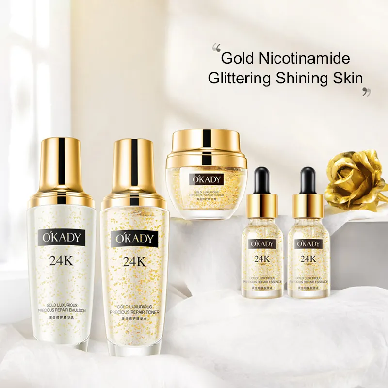 24k Gold & Ceramide Hyaluronic Acid Witch Hazel Daily Light Luxury 5-Piece Whitening Moisturizing Hydrating Skin Care Set