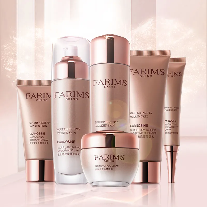 6pcs OEM Luxury Organic Herbal Carnosine Anti-Wrinkle Moisturizing Face Skin Care Set for Women Adults Private Label