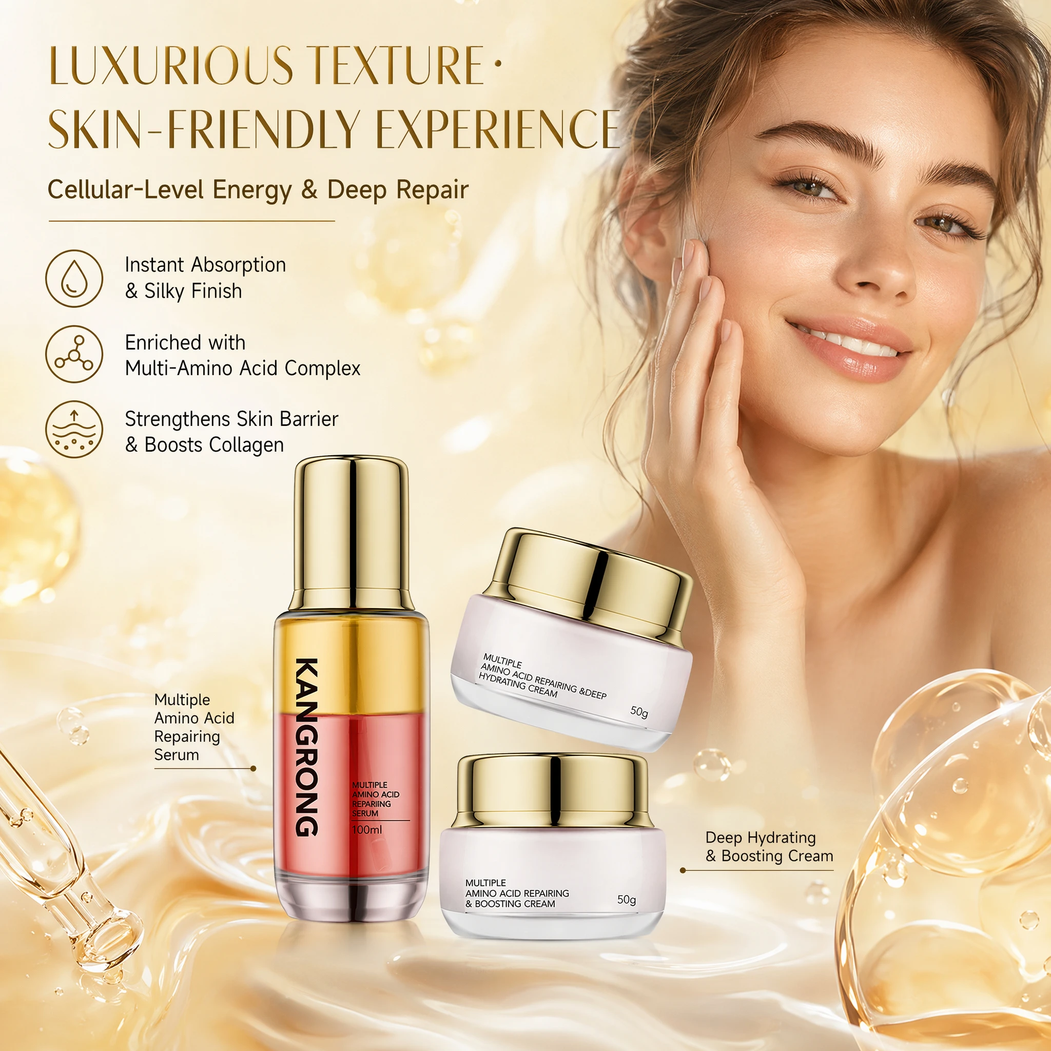 Contract Manufacturing Amino Acid Squalene Face Skincare Set FDA Registered Facility MoCRA Ready PhD Formula Private Label All