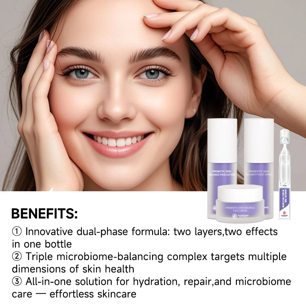 Private Label Probiotic Skin Balance Ance Face Serum & Cream Brightening Skincare Set for Women All Skin Types