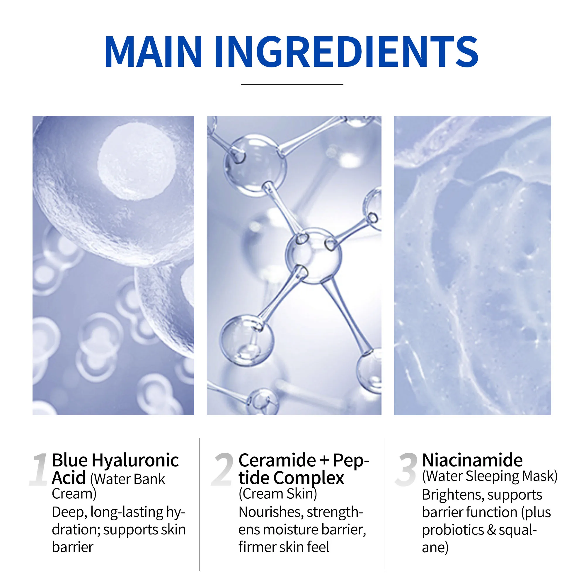Custom Hydrate Revitalize Antioxidant Set Blue Hyaluronic Acid Firming Barrier Repair Niacinamide Brightening Berry Fruit Adult