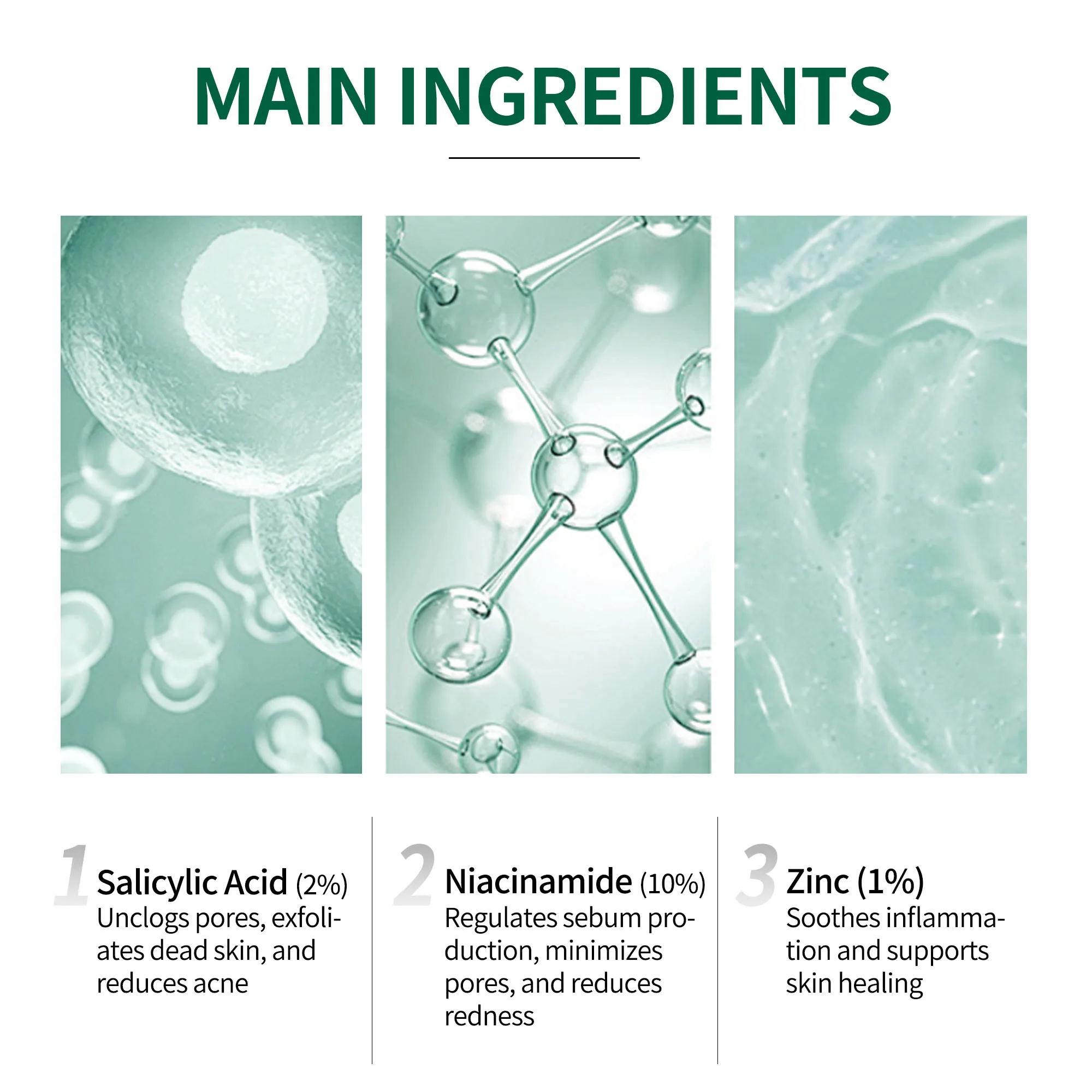 Private Label Acne Control Regimen Set Hyaluronic Acid Amino Acids + Ceramides Hydrating Moisturizer Salicylic Acid Zinc for Oil