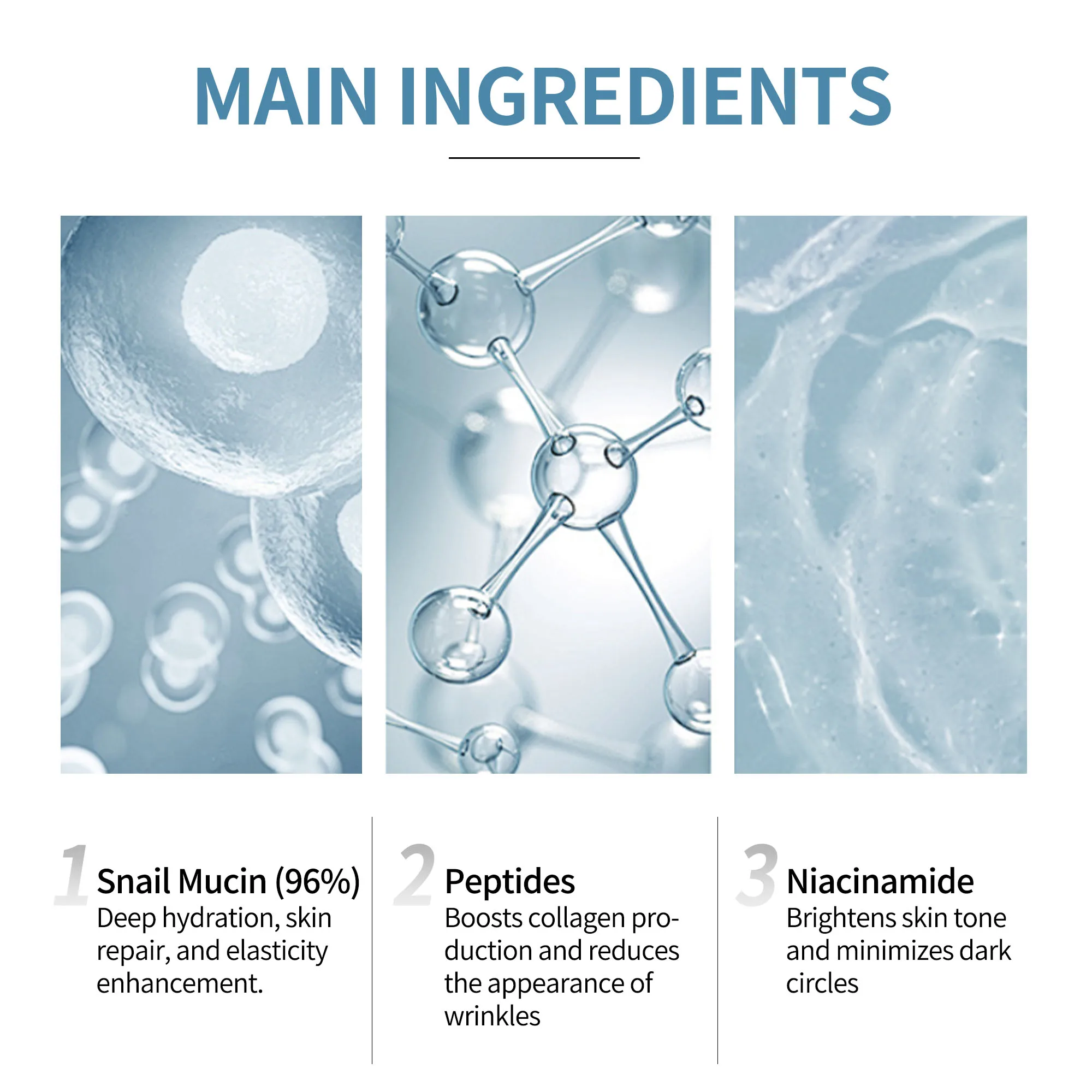 GMPC Factory Snail Eye Care Set Niacinamide Panthenol Hydrogel Patches Essence Cream Hyaluronic Acid Peptides MoCRA Ready