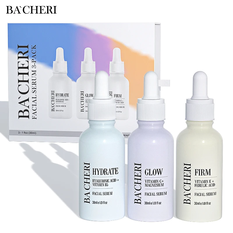Skincare Face Serum Set Hyaluronic Acid Vitamin C Vitamin E Face Serum Brightening Hydrating Anti Aging Serum 3-pack for Face