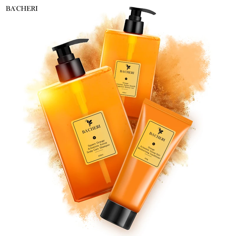 GMPC ISO Facility Shampoo Conditioner Shower Gel Set Private Label Organic Oil Control Orange Extract Custom Formula Adults Face