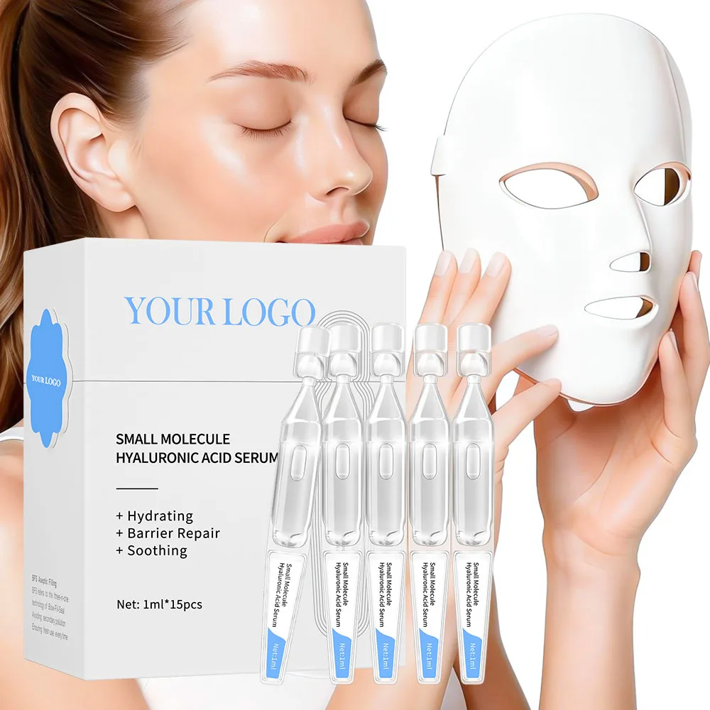 Private Label Small Molecule Hyaluronic Acid Serum for Face Fine Line Intense Hydration FDA Registered Manufacturer Box