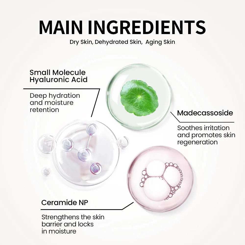 Private Label Small Molecule Hyaluronic Acid Serum for Face Fine Line Intense Hydration FDA Registered Manufacturer Box